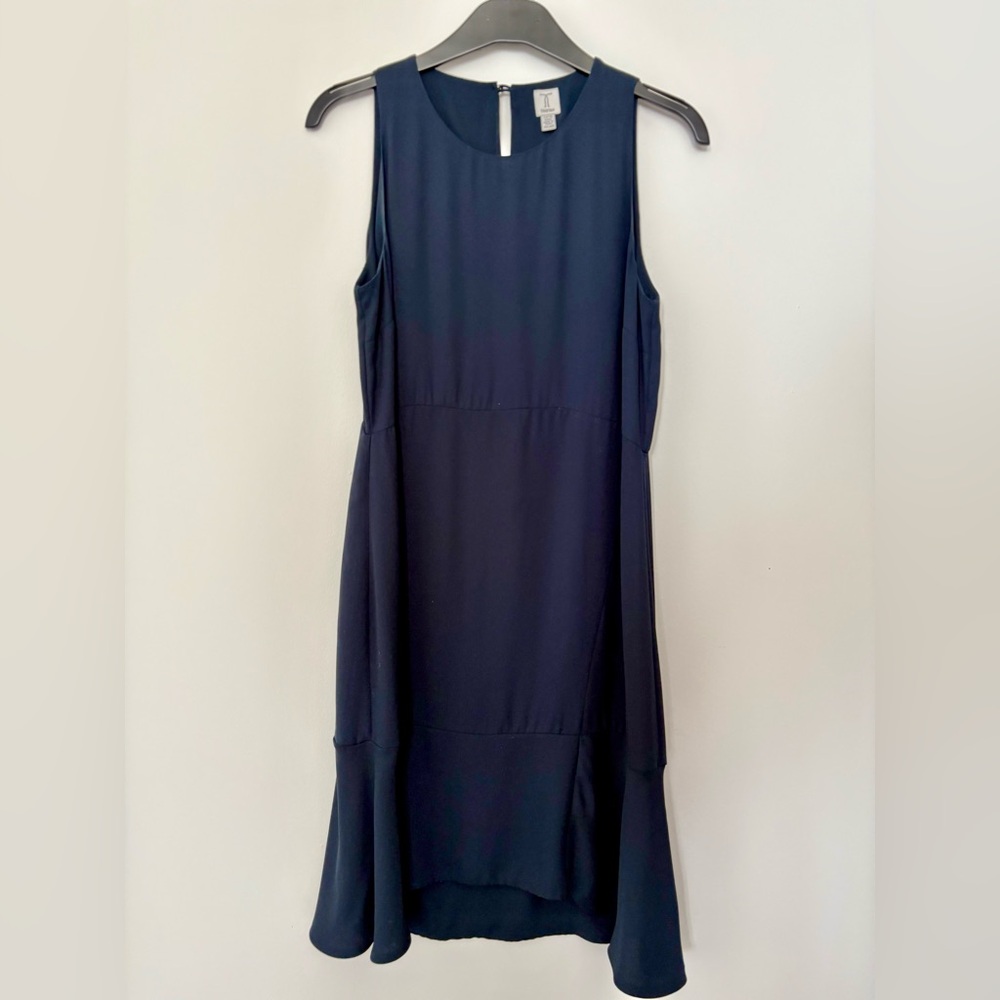 Tristan Navy Blue Sleeveless Mini Dress with Flounce Hem